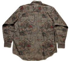画像2: 90s EddieBauerエディーバウアー Elkhorn Canvas 総柄 コットン キャンバスシャツ L (2)