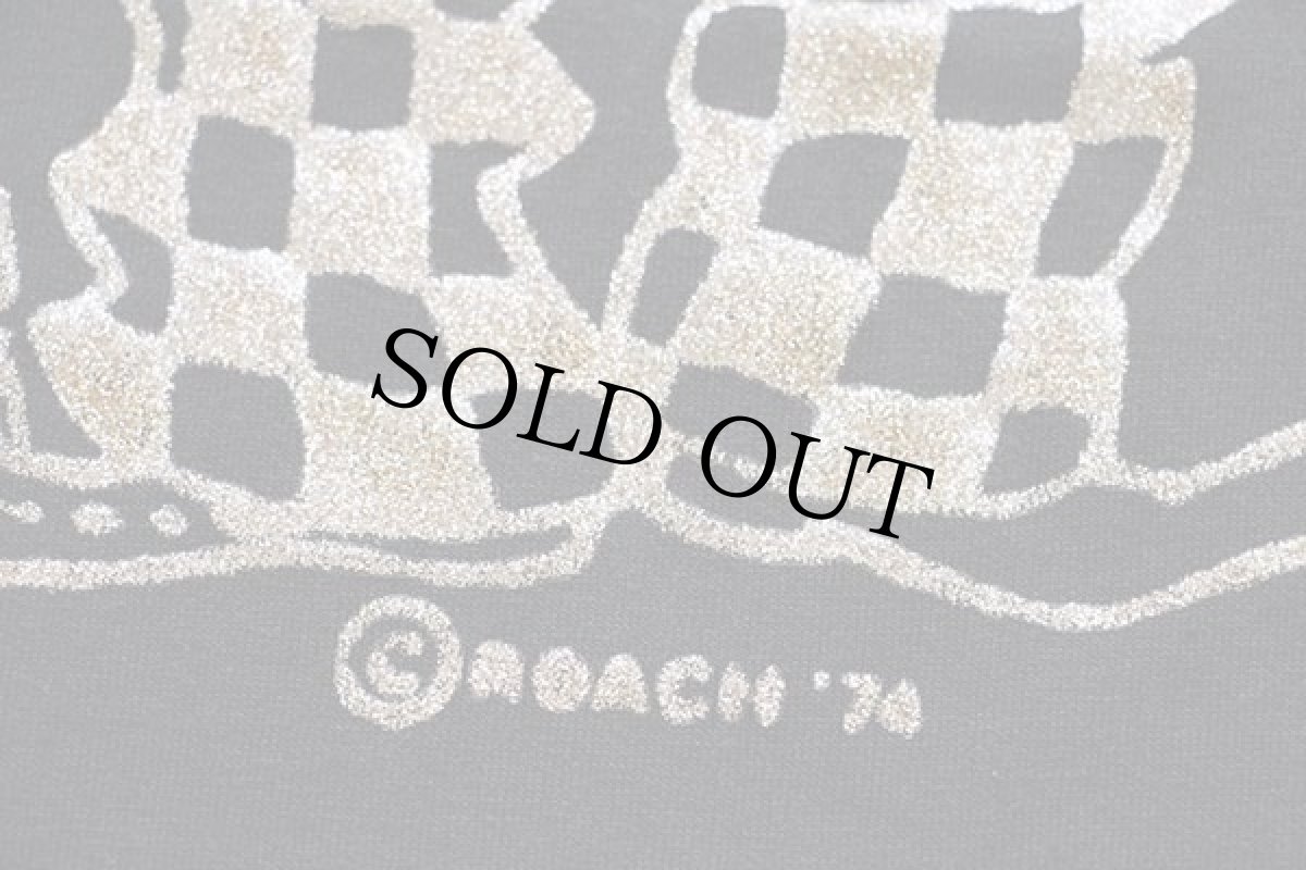 画像4: 90s USA製 ROACHローチ チャップリン ラメ入りアイロンプリント アート Tシャツ 黒 L (4)