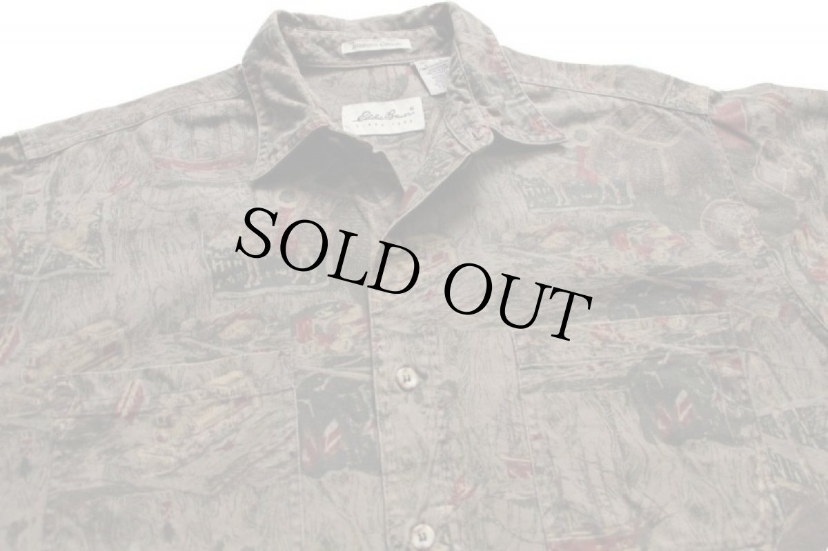 画像3: 90s EddieBauerエディーバウアー Elkhorn Canvas 総柄 コットン キャンバスシャツ L (3)