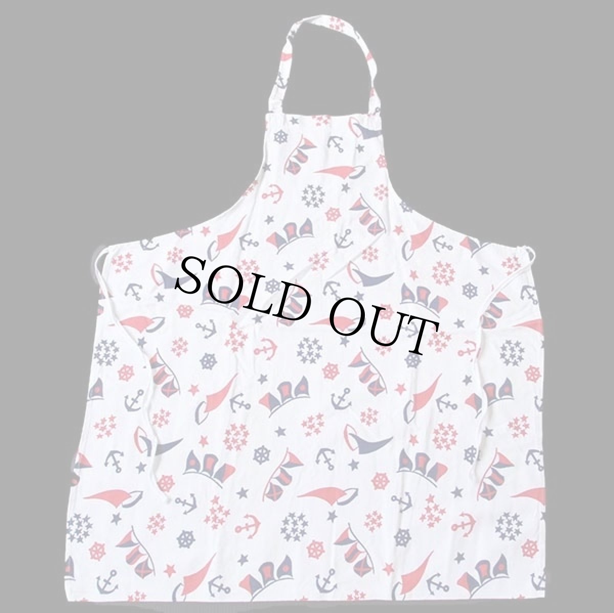 画像2: ビンテージ アンカーマーク×ヨット×スター×フラッグ 総柄 染み込みプリント キャンバス エプロン (2)