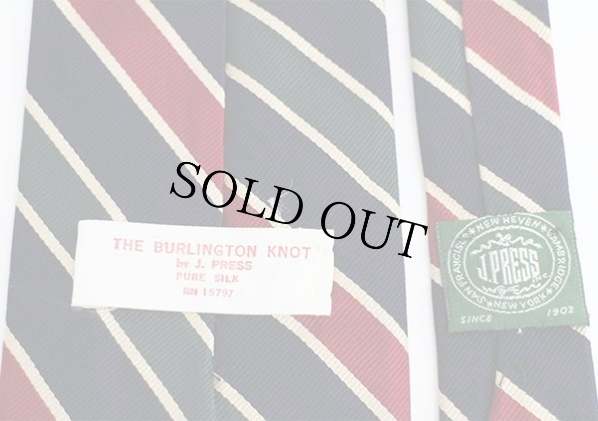 画像3: ビンテージ THE BURLINGTON KNOT by J.PRESS レジメンタルストライプ シルク ネクタイ★09 (3)