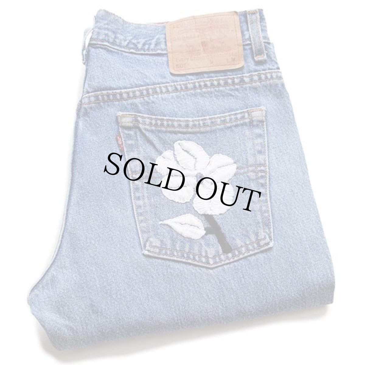 画像1: 00s メキシコ製 Levi'sリーバイス 505 花柄 刺繍 デニムパンツ 11 JR.M (1)