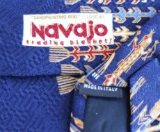 画像4: イタリア製 BOXELDER Navajo trading blankets ネイティブ柄 シルク ネクタイ 紺★16 (4)