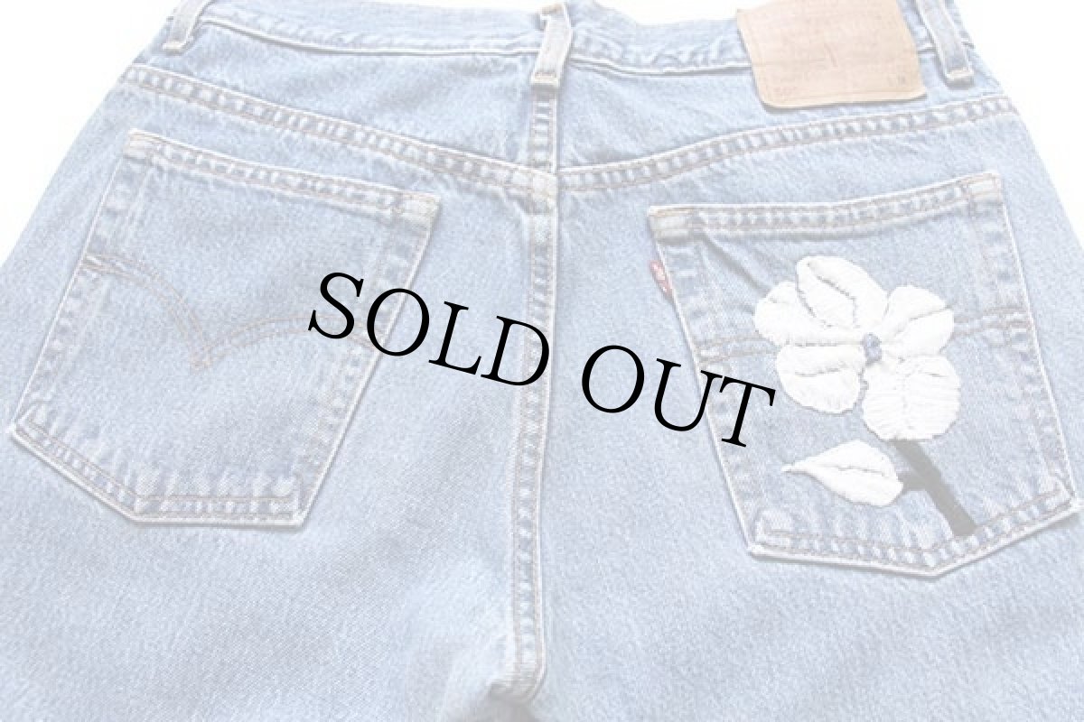 画像5: 00s メキシコ製 Levi'sリーバイス 505 花柄 刺繍 デニムパンツ 11 JR.M (5)