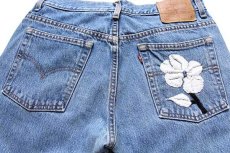 画像5: 00s メキシコ製 Levi'sリーバイス 505 花柄 刺繍 デニムパンツ 11 JR.M (5)