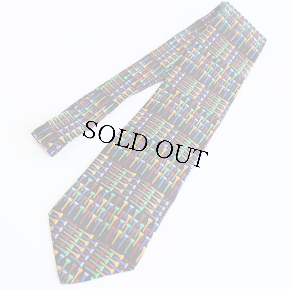 画像2: 90s USA製 RM STYLE GOLF TEE REPEAT ゴルフピン 総柄 シルク ネクタイ (2)