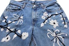 画像4: 00s メキシコ製 Levi'sリーバイス 505 花柄 刺繍 デニムパンツ 11 JR.M (4)