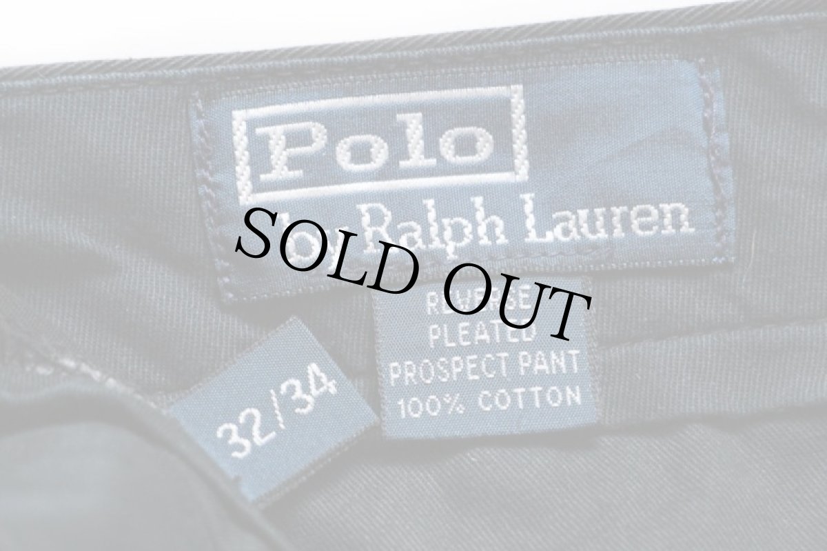 画像6: 00s ポロ ラルフローレン PROSPECT PANT ツータック コットン チノパン 黒 w32★42 (6)
