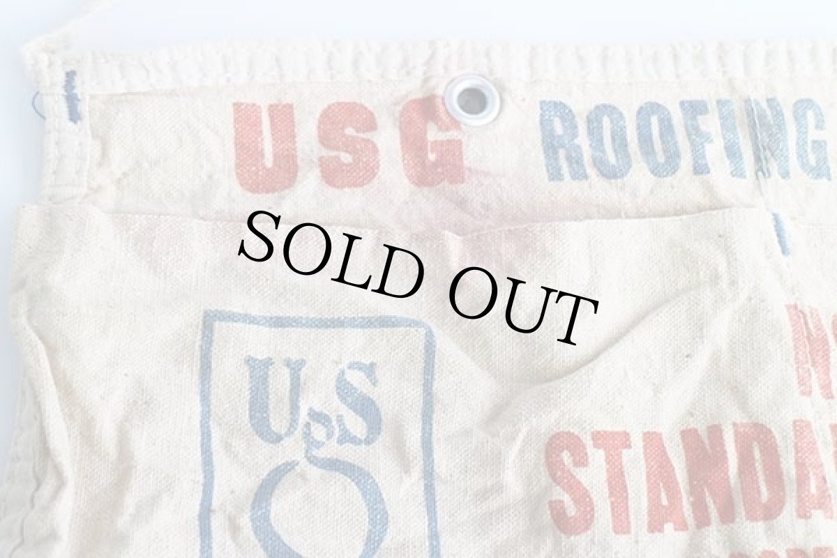 画像4: ビンテージ UNITED STATES GYPSUM キャンバス ワークエプロン 生成り★前掛け (4)