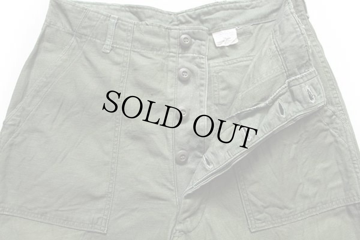 画像4: 70s 米軍 U.S.ARMY コットンサテン ユーティリティ ベイカーパンツ カスタム オリーブグリーン w34★B (4)