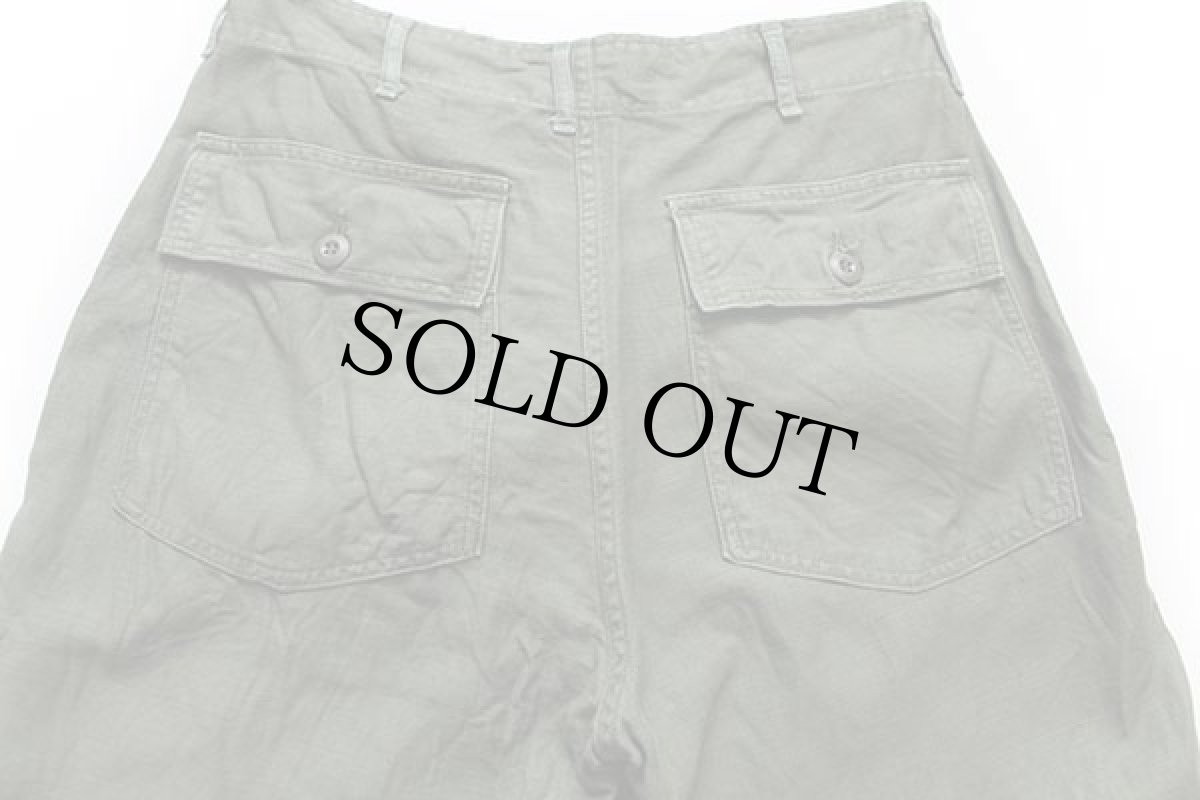 画像5: 70s 米軍 U.S.ARMY コットンサテン ユーティリティ ベイカーパンツ カスタム オリーブグリーン w34★B (5)