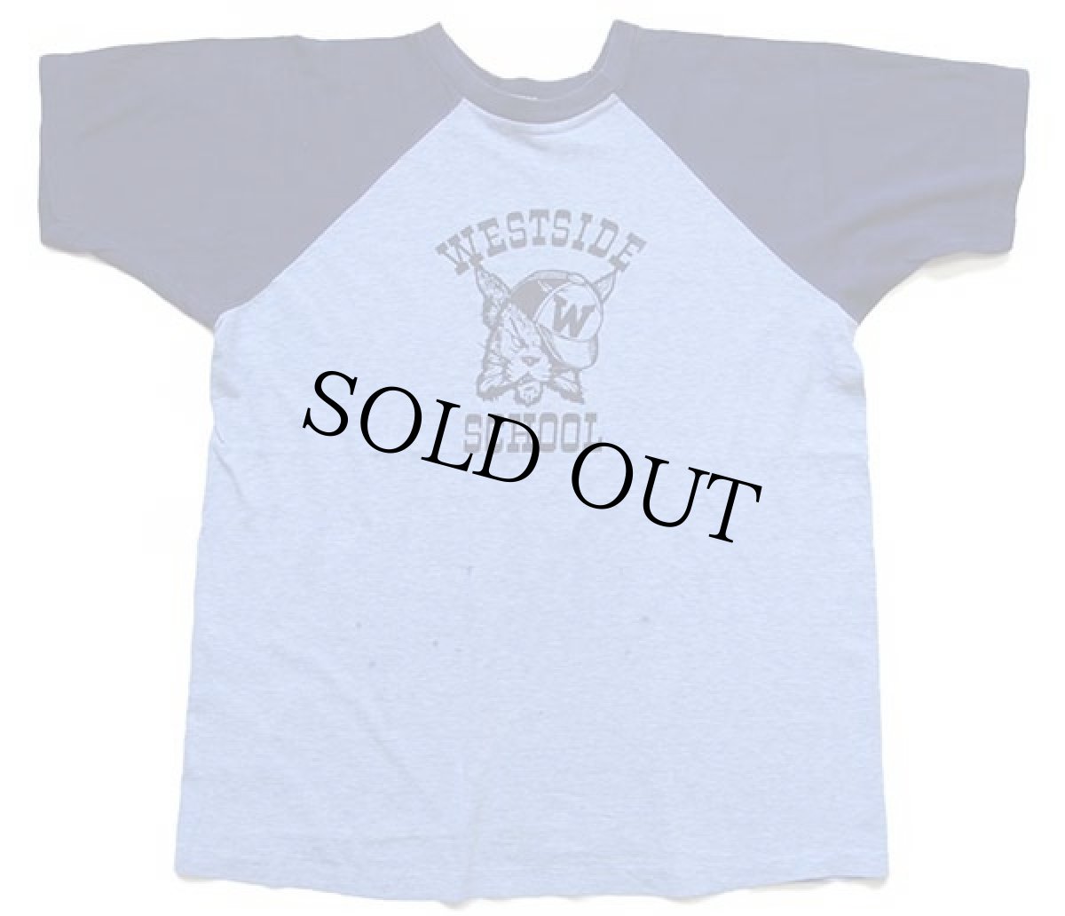 画像2: 70s WESTSIDE SCHOOL コットン ラグランTシャツ 杢ブルー×紺 (2)