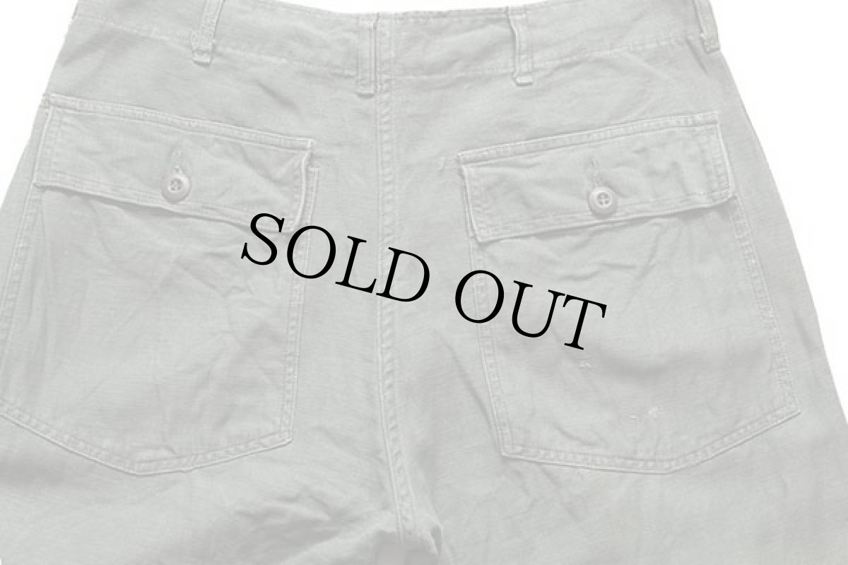 画像5: 70s 米軍 U.S.ARMY コットンサテン ユーティリティ ベイカーパンツ カスタム オリーブグリーン w34★A (5)