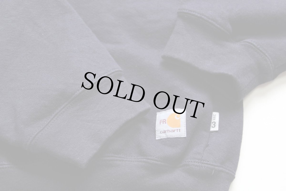 画像5: 00s メキシコ製 carharttカーハート Continental RESOURCES 刺繍 前V FR スウェット ナス紺 XL (5)