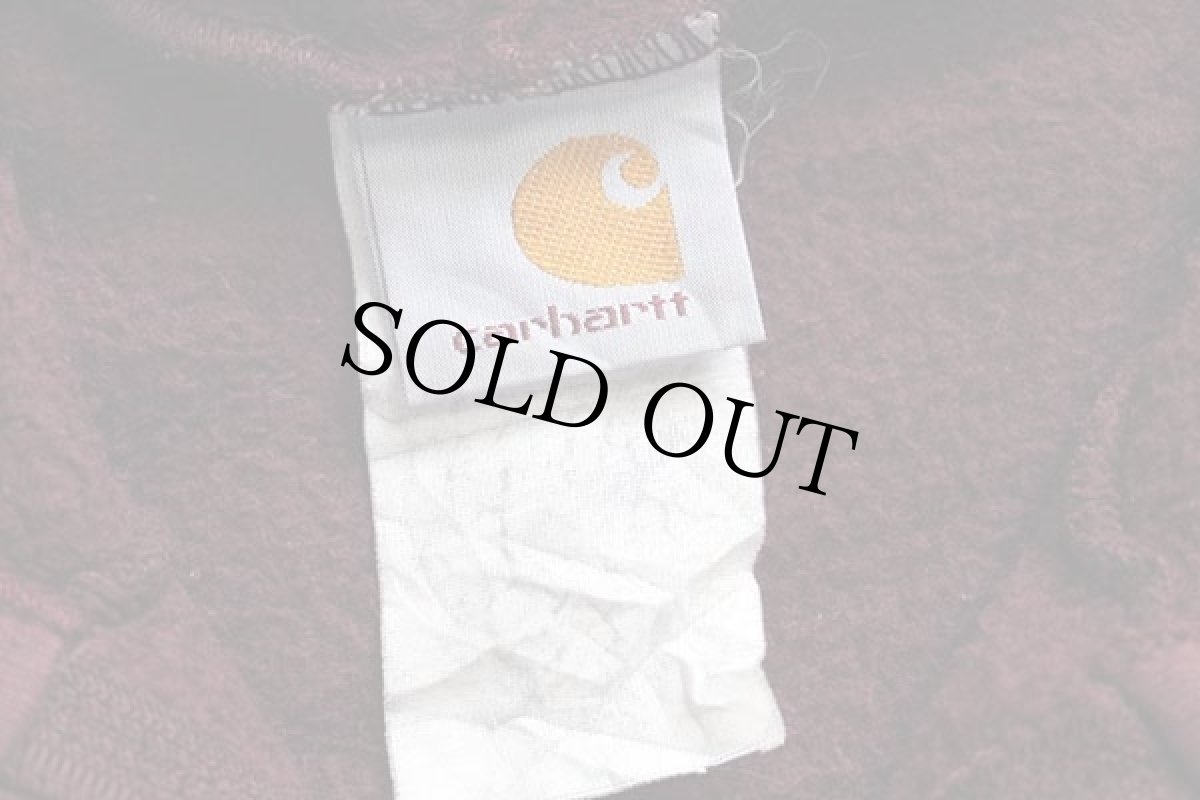 画像4: 90s carharttカーハート ワンポイント スウェット ジップパーカー バーガンディ (4)