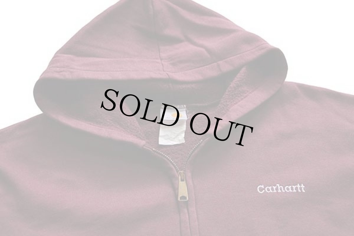 画像3: 90s carharttカーハート ワンポイント スウェット ジップパーカー バーガンディ (3)