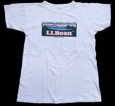 画像2: 80s USA製 L.L.Bean カタディン ロゴ コットンTシャツ 白 M (2)