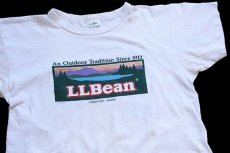 画像1: 80s USA製 L.L.Bean カタディン ロゴ コットンTシャツ 白 M (1)