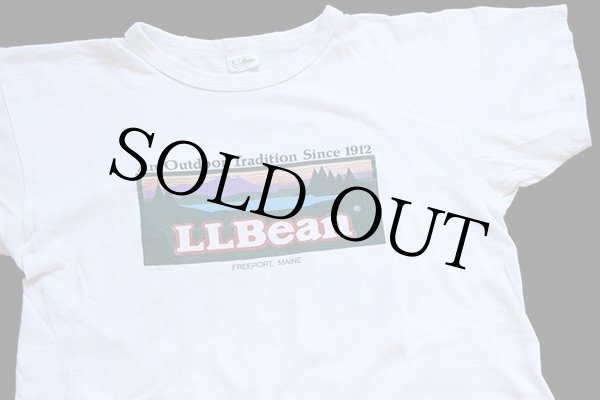 80s USA製 L.L.Bean カタディン ロゴ コットンTシャツ 白 M