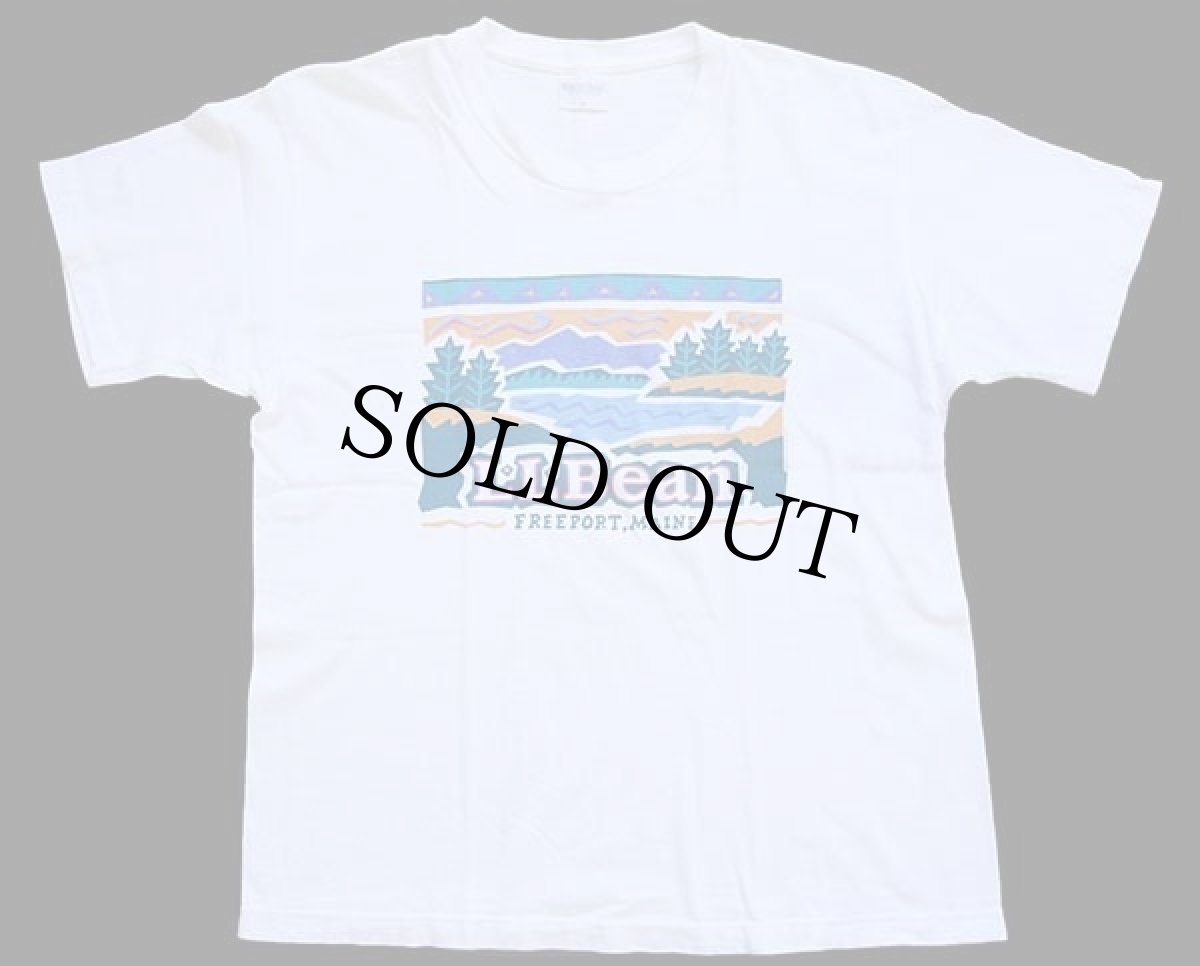 画像2: 90s USA製 L.L.Bean ロゴ アート コットンTシャツ 白 S (2)