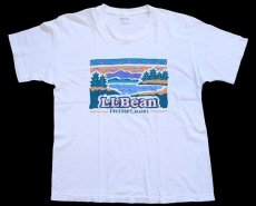 画像2: 90s USA製 L.L.Bean ロゴ アート コットンTシャツ 白 S (2)