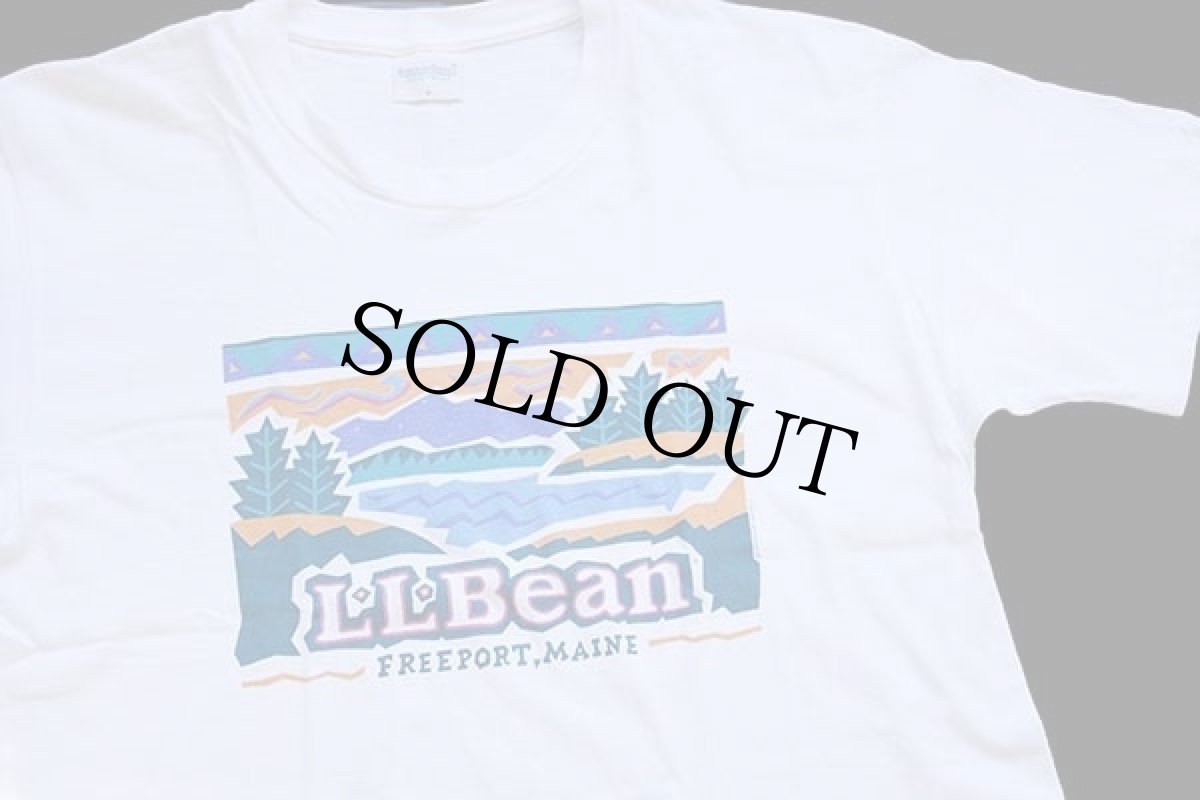 画像1: 90s USA製 L.L.Bean ロゴ アート コットンTシャツ 白 S (1)