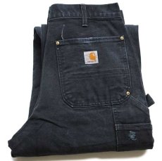 画像1: USA製 carharttカーハート ダブルニー ダック地 ペインターパンツ 黒 w32 L32 (1)
