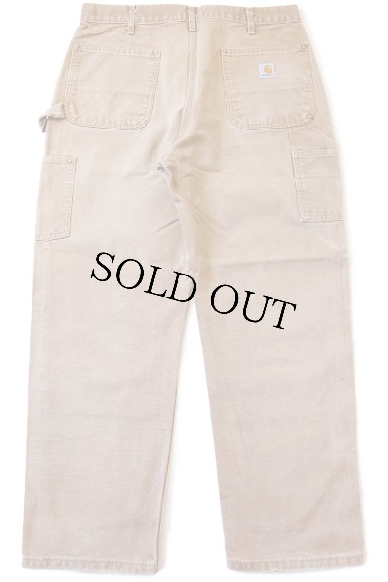 画像3: 00s USA製 carharttカーハート ダック地 ダブルニー ペインターパンツ 茶 w36 L30 (3)