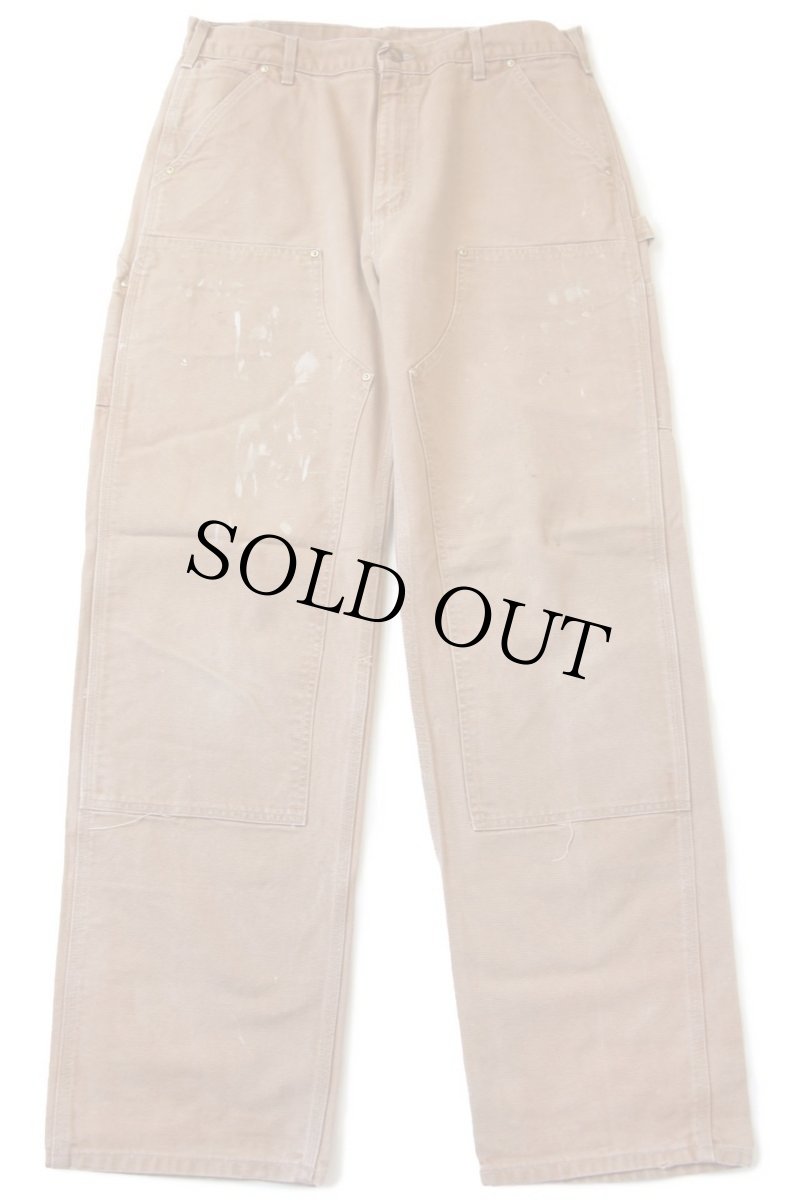 画像2: 90s USA製 carharttカーハート ダック地 ダブルニー ペインターパンツ ペンキ飛び 茶 w36 L34 (2)