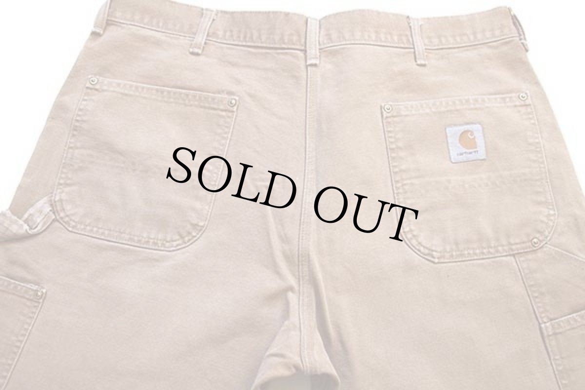 画像5: 90s USA製 carharttカーハート ダブルニー ダック地 ペインターパンツ 茶 w42 L28 (5)