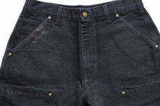 画像4: USA製 carharttカーハート ダブルニー ダック地 ペインターパンツ 黒 w32 L32 (4)
