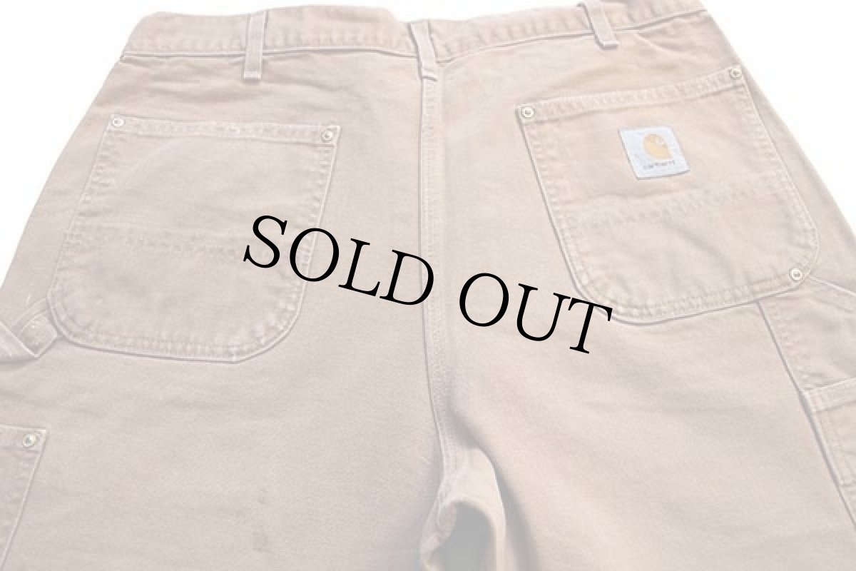 画像5: 90s USA製 carharttカーハート ダック地 ダブルニー ペインターパンツ ペンキ飛び 茶 w36 L34 (5)