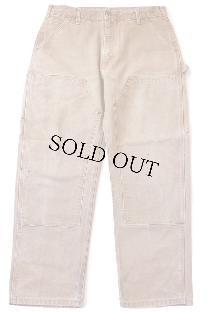 画像2: 00s USA製 carharttカーハート ダック地 ダブルニー ペインターパンツ 茶 w36 L30 (2)