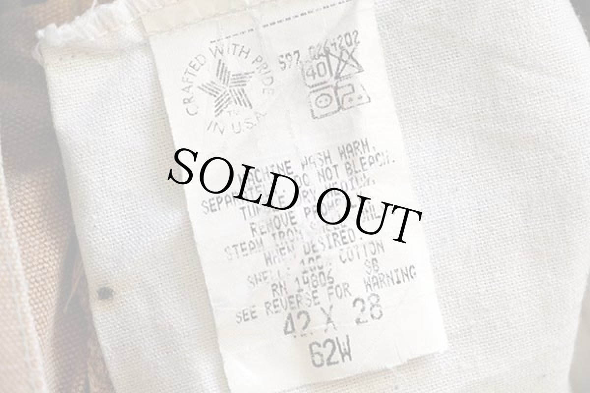 画像6: 90s USA製 carharttカーハート ダブルニー ダック地 ペインターパンツ 茶 w42 L28 (6)