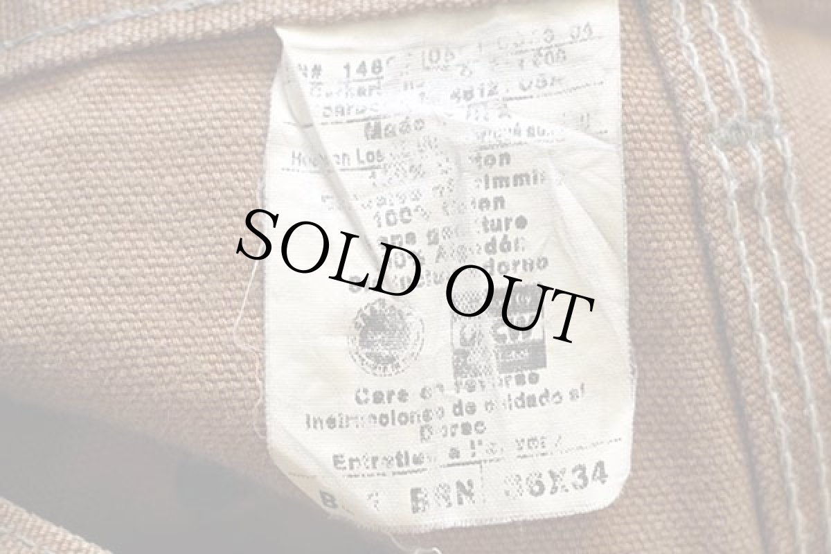 画像6: 90s USA製 carharttカーハート ダック地 ダブルニー ペインターパンツ ペンキ飛び 茶 w36 L34 (6)