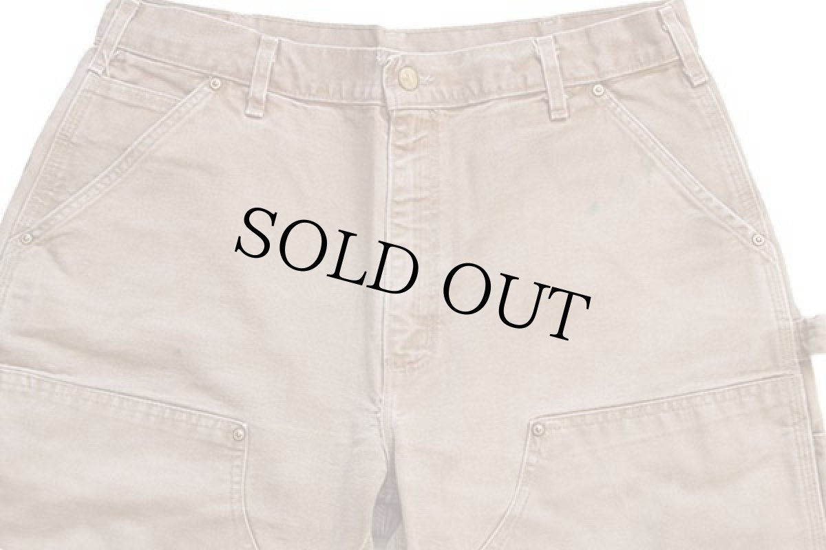 画像4: 00s USA製 carharttカーハート ダック地 ダブルニー ペインターパンツ 茶 w36 L30 (4)