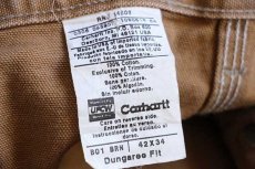 画像6: 00s USA製 carharttカーハート ダック地 ダブルニー ペインターパンツ 焦げ茶 w42 L34 (6)