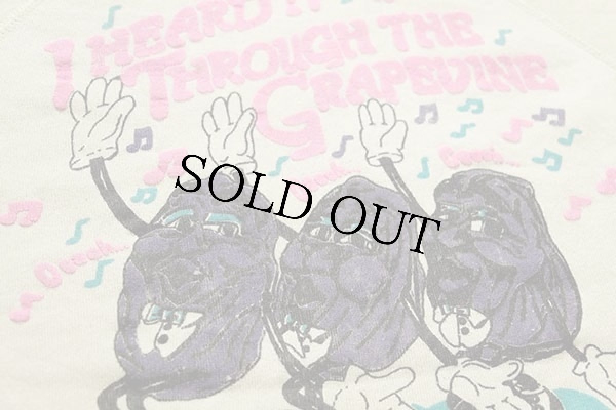 画像3: 80s USA製 California Raisinsカリフォルニアレーズン 発泡プリント スウェット 薄黄 (3)