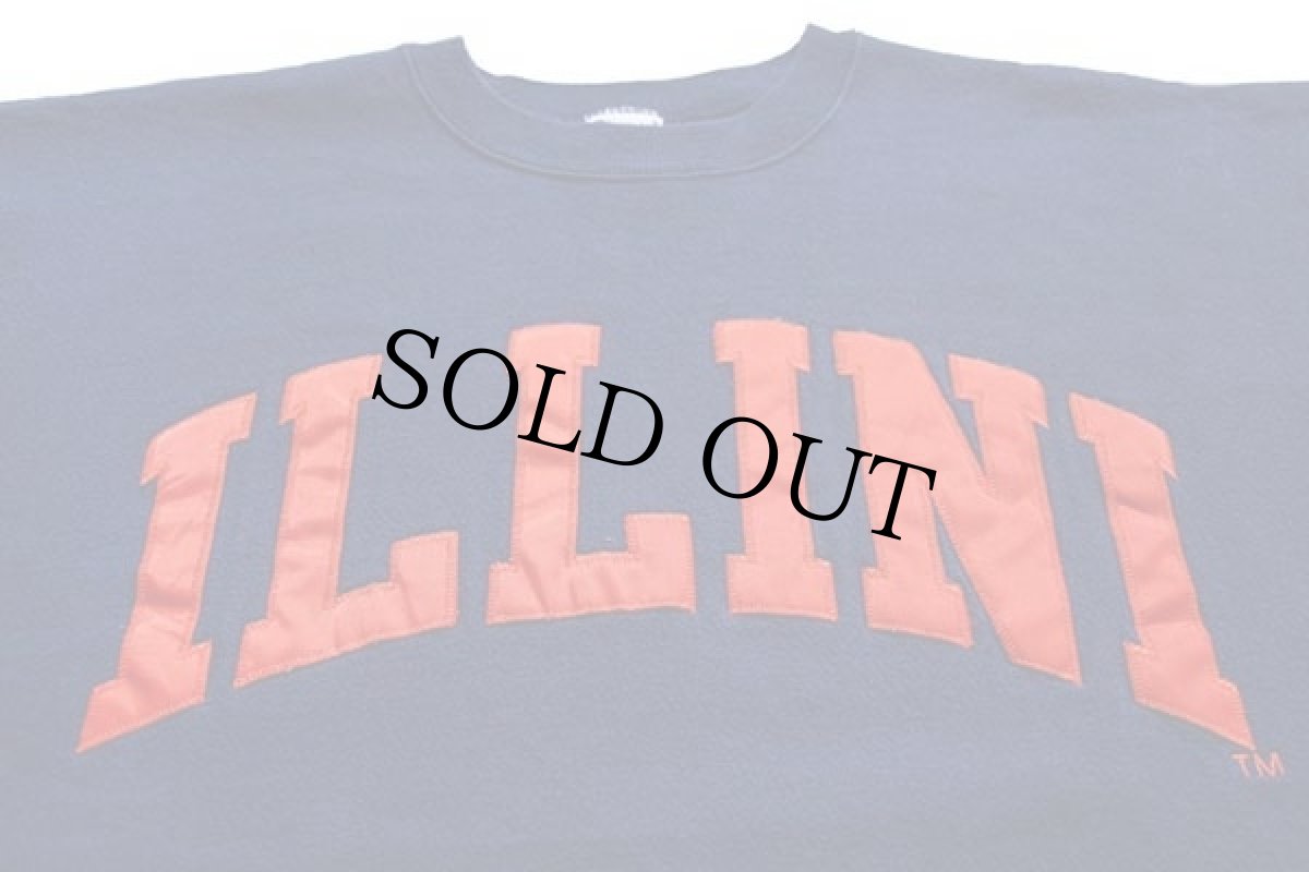 画像3: 90s USA製 Championチャンピオン ILLINI アップリケ スウェット 紺 XL (3)