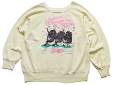画像1: 80s USA製 California Raisinsカリフォルニアレーズン 発泡プリント スウェット 薄黄 (1)