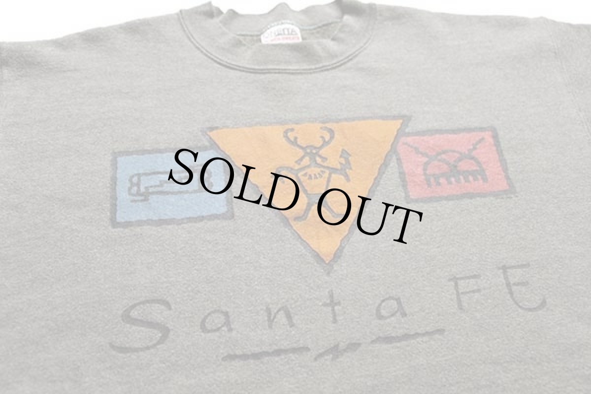 画像3: 90s USA製 Santa FE ペトログリフ スウェット 杢グリーン L (3)