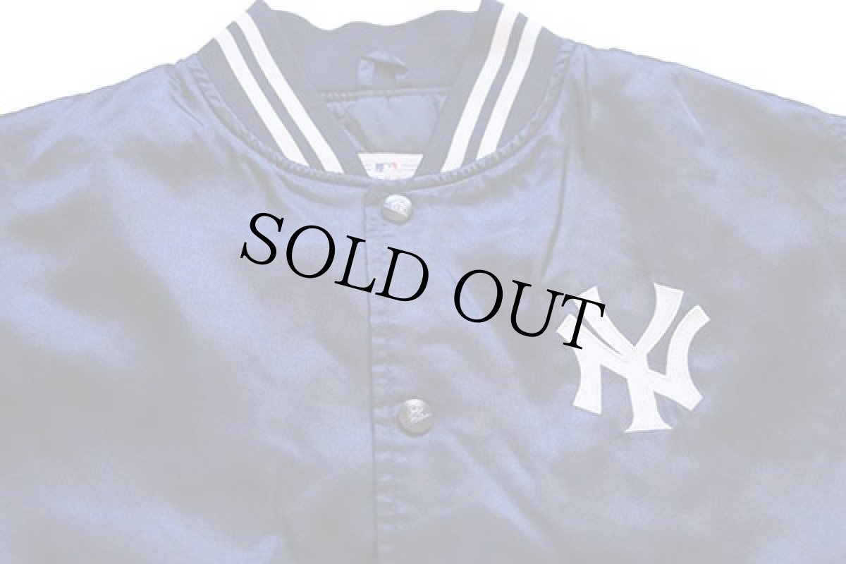 画像3: 90s MLB New York Yankees ニューヨーク ヤンキース キルティングライナー ナイロンスタジャン 紺 キッズM (3)
