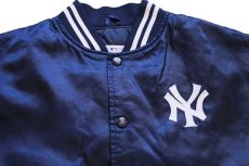 画像3: 90s MLB New York Yankees ニューヨーク ヤンキース キルティングライナー ナイロンスタジャン 紺 キッズM (3)