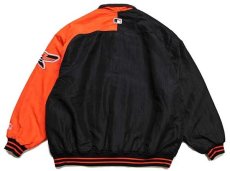 画像2: 90s USA製 STARTERスターター MLB Orioles パッチ付き ツートン 切り替え 中綿入り ナイロンスタジャン 黒×オレンジ XXL (2)