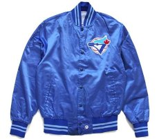 画像1: 90s カナダ製 SHAIN MLB Blue Jays パッチ付き ナイロンスタジャン 青 L (1)