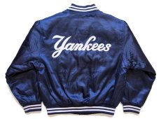 画像2: 90s MLB New York Yankees ニューヨーク ヤンキース キルティングライナー ナイロンスタジャン 紺 キッズM (2)