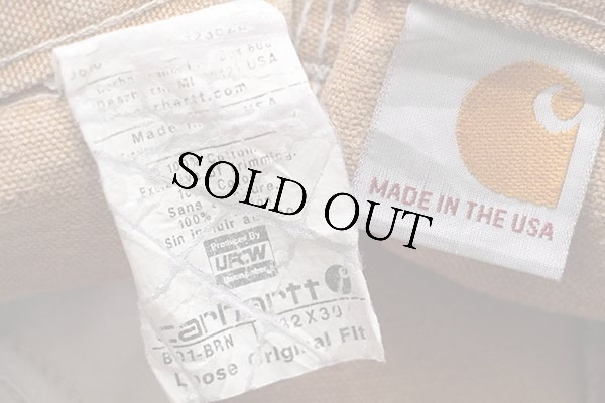 画像6: USA製 carharttカーハート ダック地 ダブルニー ペインターパンツ 茶 w32 L30 (6)