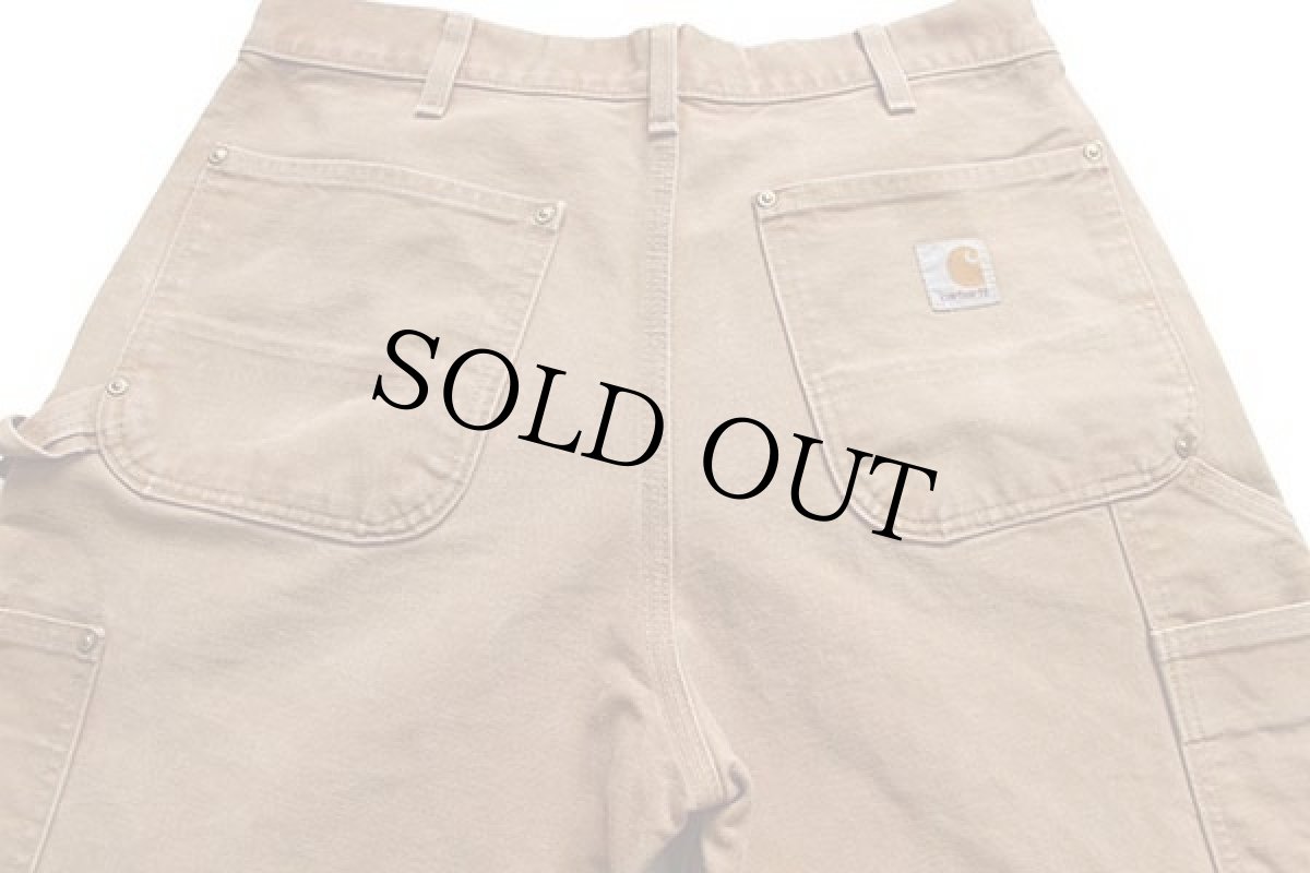 画像5: USA製 carharttカーハート ダック地 ダブルニー ペインターパンツ 茶 w32 L30 (5)