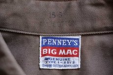 画像4: 50s PENNEY'S BIGMACビッグマック マチ付き アーミークロス コットンツイル ワークシャツ ココア 15 S (4)