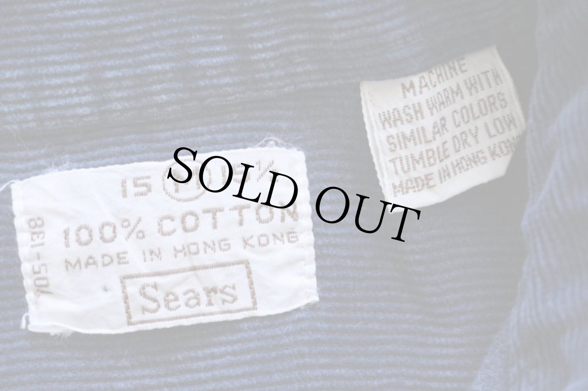 画像4: 80s Sears コットン コーデュロイシャツ 紺 M (4)